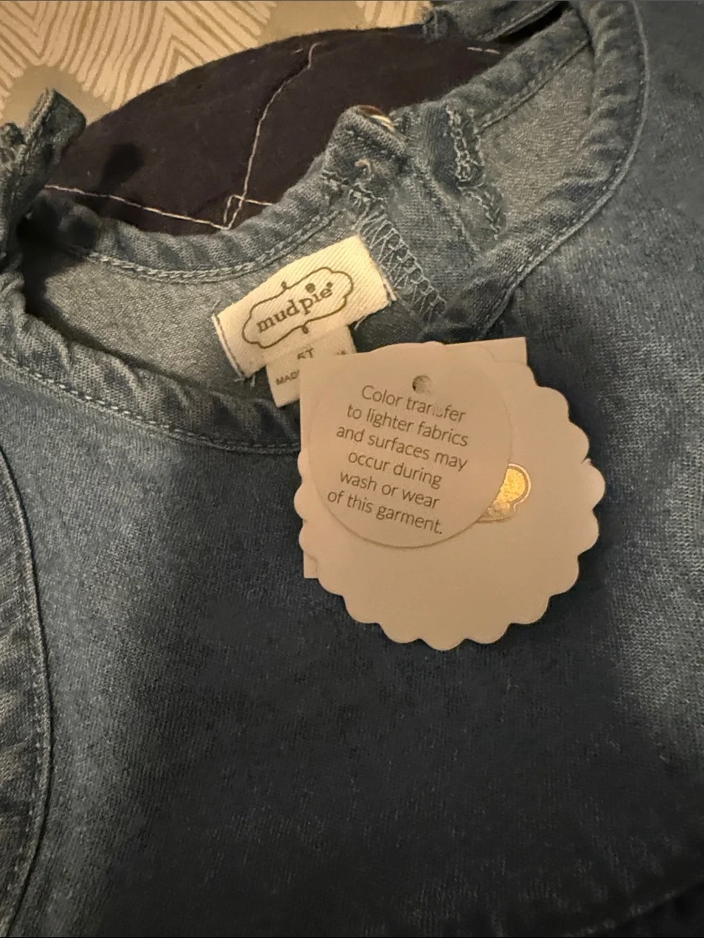 Mud Pie Toddler Denim-Look Dress in Light Blue